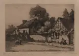 Studio J.F. Millet, Boerderij met figuren, Ets op papier