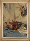 H. Korteling, Stilleven met appelketel, 1953, Olieverf op paneel