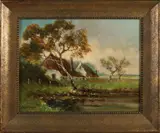 Henk ten Cate, Landschap met boerderij, Olieverf op linnen