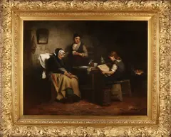 Johannes Weiland, Boeren interieur, Olieverf op linnen