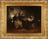 Johannes Weiland, Boeren interieur, Olieverf op linnen