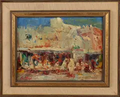 François Nicot, Marokkaanse markt, Olieverf op paneel