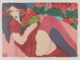 Wallasse Ting?, Vrouw met bloemen, Lithografie op papier