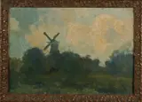 Andries Verleur, Landschap met windmolen, Olieverf op linnen