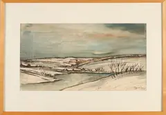 Jacques Mels, Zuid-Hollands landschap, Mixed media op papier