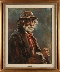 Herman Moerkerk, Man met wandelstok, Olieverf op linnen