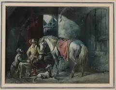 Gijsbertus Craeyvanger, Paard met figuur en honden