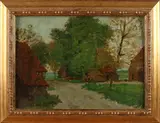 Willem Witjens, Gezicht op boerderij, Olieverf op linnen
