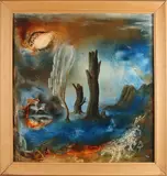 Hans Castrup, Surrealistisch, Acryl op paneel