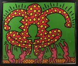 Keith Haring, Mannetje, Keith Haring lithografie dragende figuren, litho op papier 90x105 cm in goede staat