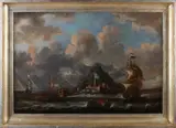 17e Eeuws schilderij, Boten op zee