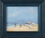 J.J.H. van Leeuwen, Strandgezicht Scheveningen met figuren