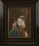 Onduid. gesign., Tiroler man met wijnglas, Aquarel op papier