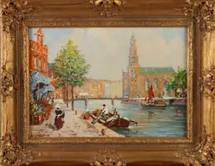 A. Gerhard, Westertoren Amsterdam, Olieverf op linnen