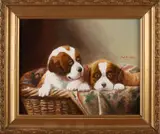 St. Bernard honden by Ans du Chien? Tweede helft 20e eeuw, Olieverf op paneel, offered Apr 2020