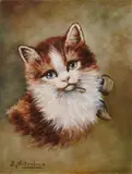 B. Notenboom, Kitten, Olieverf op paneel