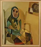 Russische School, Oude vrouw op stoel