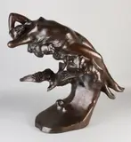 Groot oud Jugendstil-stijl bronzen figuur, Naakte vrouw