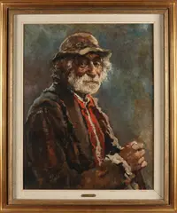 Herman Moerkerk, Man met wandelstok, Olieverf op linnen
