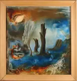 Hans Castrup, Surrealistisch, Acryl op paneel