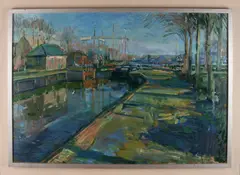 Gezicht op Zwartsluis by Jan Zwaan, Olieverf op linnen, offered Jan 2020