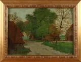 Willem Witjens, Gezicht op boerderij, Olieverf op linnen