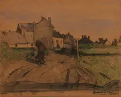 Maurits Constantijn Lapidoth, Landschap Eterbeck bij Brussel, Gemengde techniek op papier