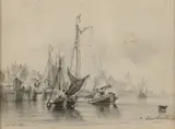 Henri Adolphus Schaep, Hollands havengezicht 1861, Tekening op papier