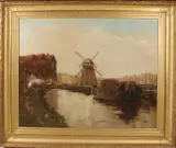 Joop Kropff, Hollands havengezicht, Olieverf op linnen