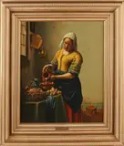 L. v.d. Waart, Melkmeisje, Olieverf op linnen
