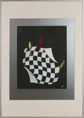 Aad van den Bosch, Chess Move, Gouache op papier