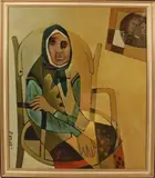 Russische School, Oude vrouw op stoel