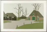 Klaas Bernink 1984, nr, Twentse boerderij, Lithografie op papier