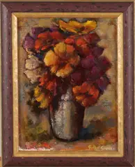 G. Post-Greve, Vaas met bloemen, Olieverf op linnen