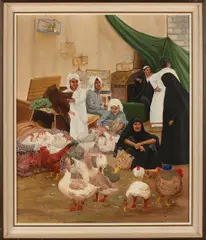 J. Udo, Oosterse markt, Olieverf op linnen
