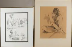 H. Euverman, 2x Naakt compositie, Tekeningen op papier