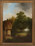 J.C. Verburgh, Landschap met vakwerkhuis, Olieverf op linnen