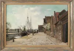 Jan Harm Weijns, Lossen van scheepslading, Olieverf op linnen