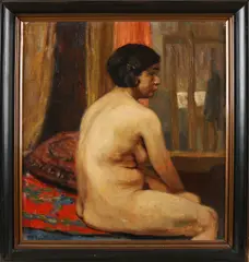 Carl Eberhard Schlüter, Vrouwelijk naakt, Olieverf op linnen