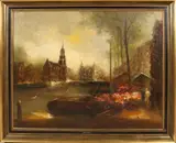 J.H.H. Bevort, Stadsgezicht Amsterdam, Olieverf op linnen