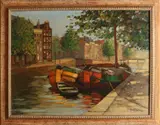 Jan Korthals, Amsterdamse gracht, Olieverf op linnen