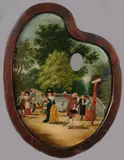 1910 by Antiek schilderspalet met schilderij, Olieverf op paneel, offered Oct 2019