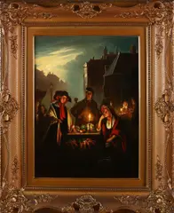 J.P. Veerman, Avondmarkt, Olieverf op linnen