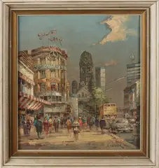Horst Miesler, 50er Jaren Duits stadsgezicht, 1934, Olieverf op linnen