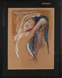 Louis Nagelkerke, Halfnaakte Indonesische vrouw, Pastel op papier