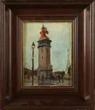 Julius R. Herve, Stadsgezicht Parijs, Olieverf op paneel