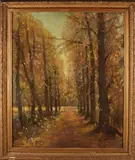 Jan van Vuuren, Bosgezicht in herfsttooi, Olieverf op linnen