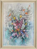 Jungschlager W, Vaas met bloemen, Olieverf op linnen
