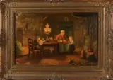 H. van Straaten, Hollands boeren interieur, Olieverf op linnen