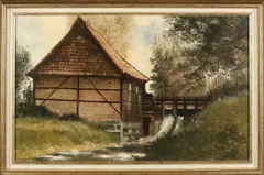 Peter Meurs, Twentse watermolen, Olieverf op linnen